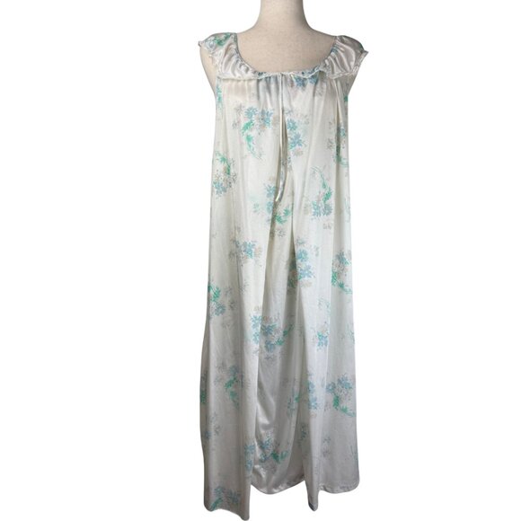 Vintage Sears Floral Satin Nightgown Maxi Dress M - Picture 2 of 7